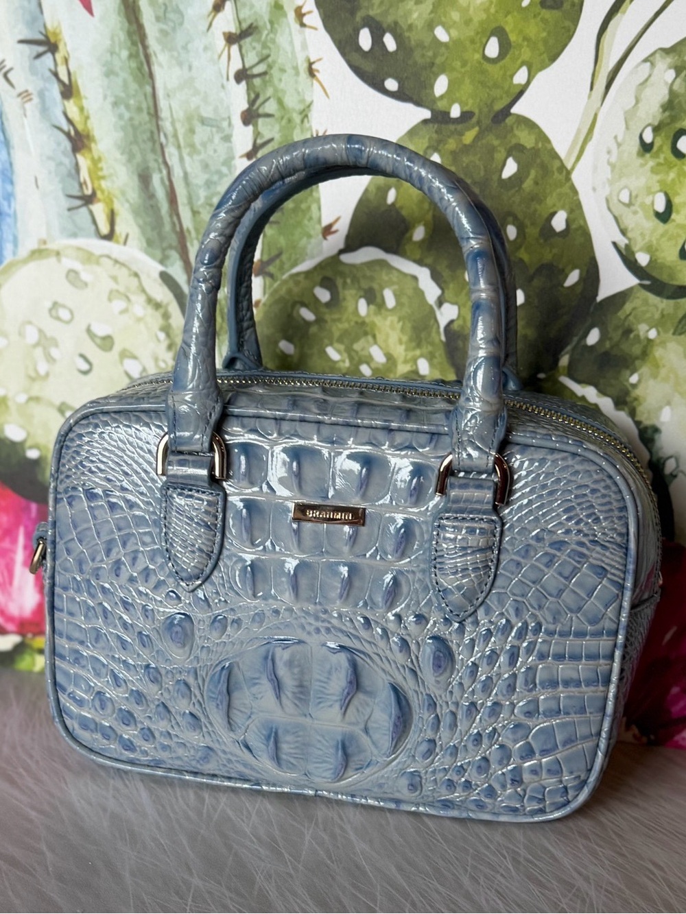 Brahmin Mara Heavenly Blue Melbourne Pretty Eye Placement NWT